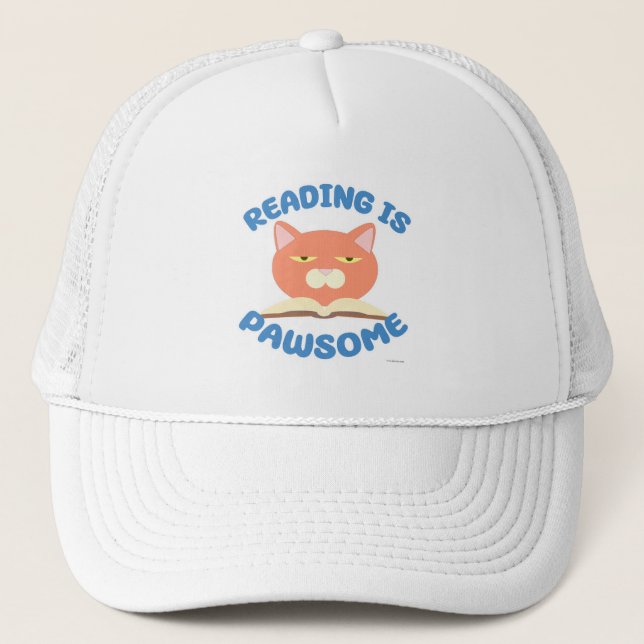 Casquette Lecture est Pawsome drôle Livre amusant Toon Felin (Devant)