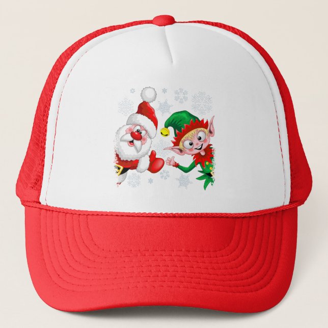 Casquette Les personnages de Noël de père Noël et Elf (Devant)