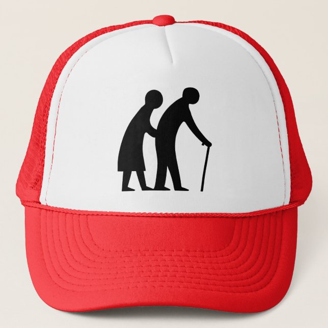 Casquette Les personnes âgées de PRÉCAUTION - poteau de (Devant)