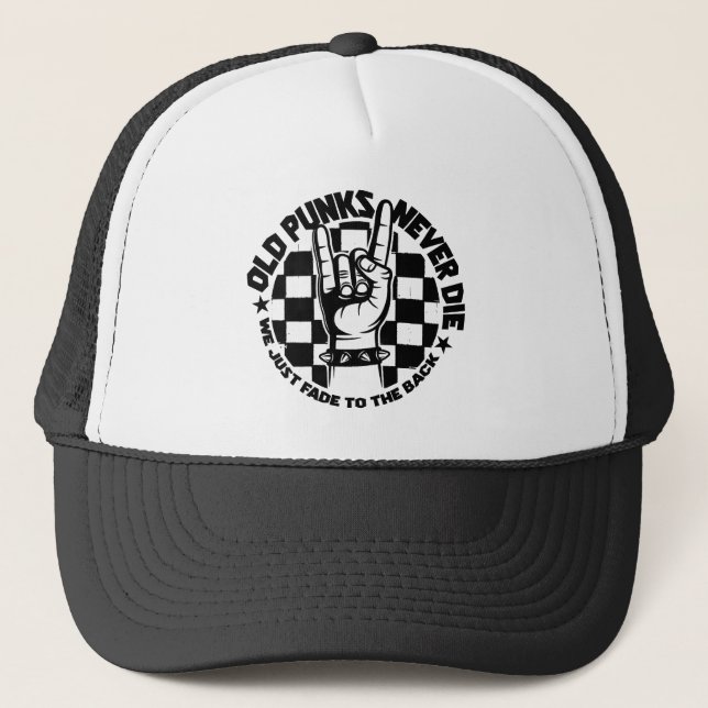 Casquette Les vieux PUNKS ne meurent jamais légende de (Devant)