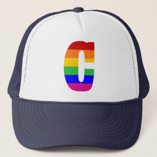 Casquette Lettre C d'arc-en-ciel