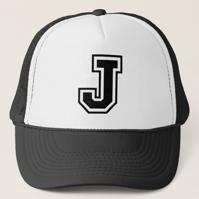 Casquette LETTRE CLASSIQUE "J" Chapeau de camion (Devant)