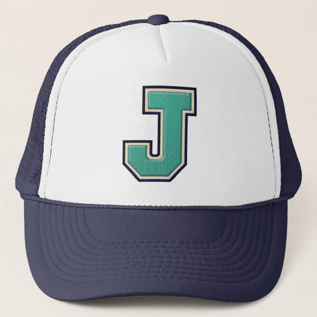 Casquette Lettre de fac turquoise J (Devant)