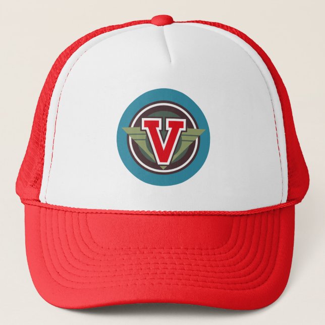Casquette Lettre distinctive "V" Déco Design Trucker Chapeau (Devant)