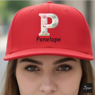 Casquette Lettre initiale P en patchwork matelassé pour la n