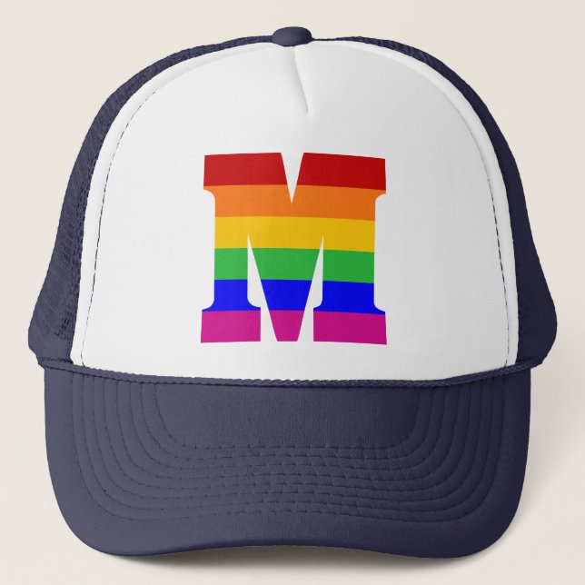 Casquette Lettre M d'arc-en-ciel (Devant)