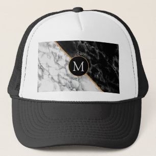 Casquette Lettre monogramme Chapeau de camionnette noir blan