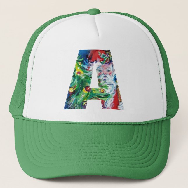 CASQUETTE LETTRE / PÈRE NOËL AVEC MONOGRAMME D'ARBRE DE NOËL (Devant)
