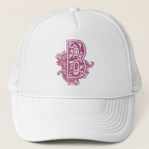CASQUETTE LETTRE ROSE ET POURPRE B DE MONOGRAMME