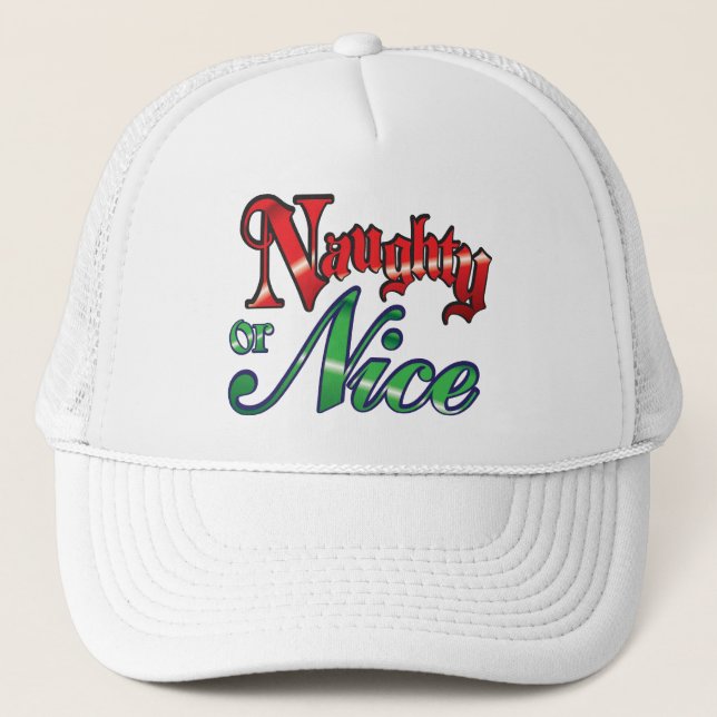 Casquette Lettres rouges rétro Noël, Naughty ou Nice (Devant)