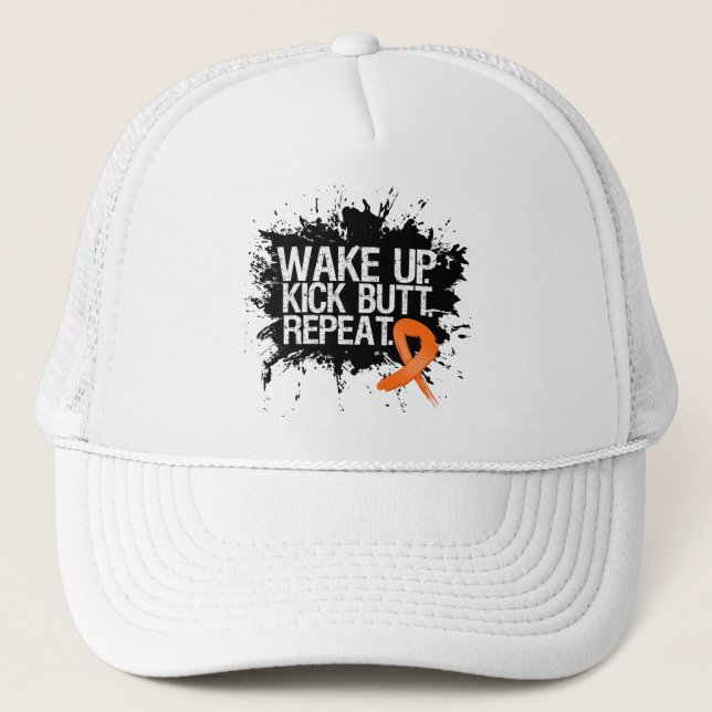 Casquette Leucémie Réveillez-vous coup de pied bouton Répéte (Devant)