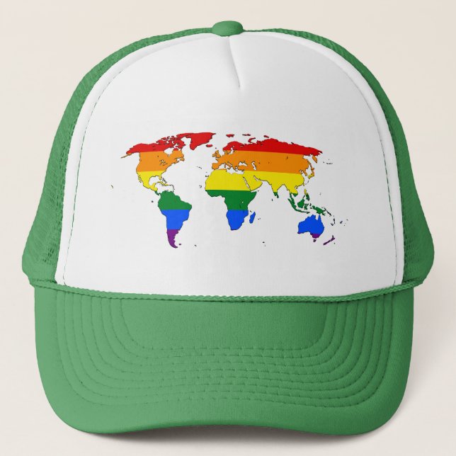Casquette LGBT rainbow pride world map Hat (Devant)