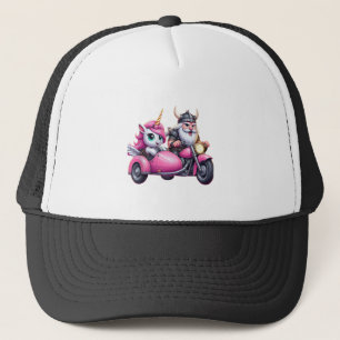 Casquette Licorne Et Viking à Cheval Sur Une Moto Hommes Fem