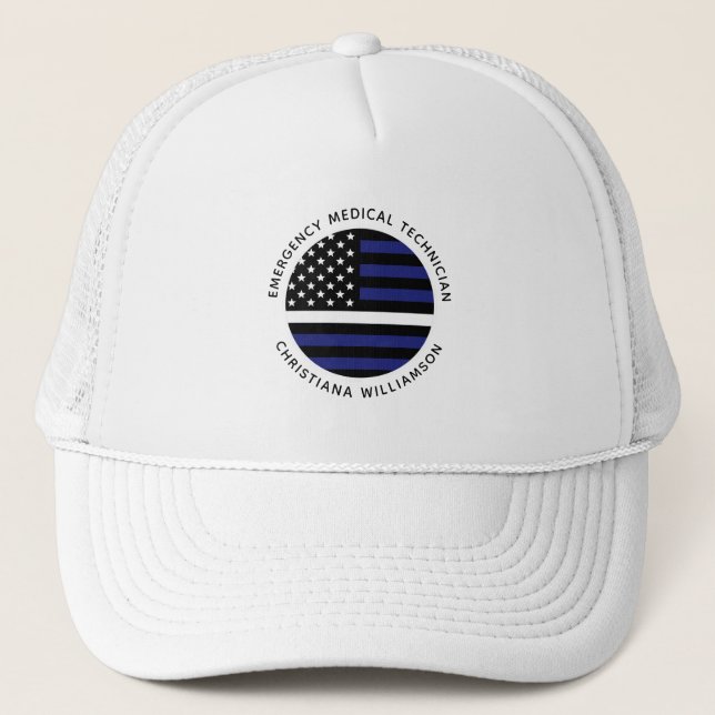 Casquette Ligne blanche mince personnalisée USA Drapeau EMS  (Devant)