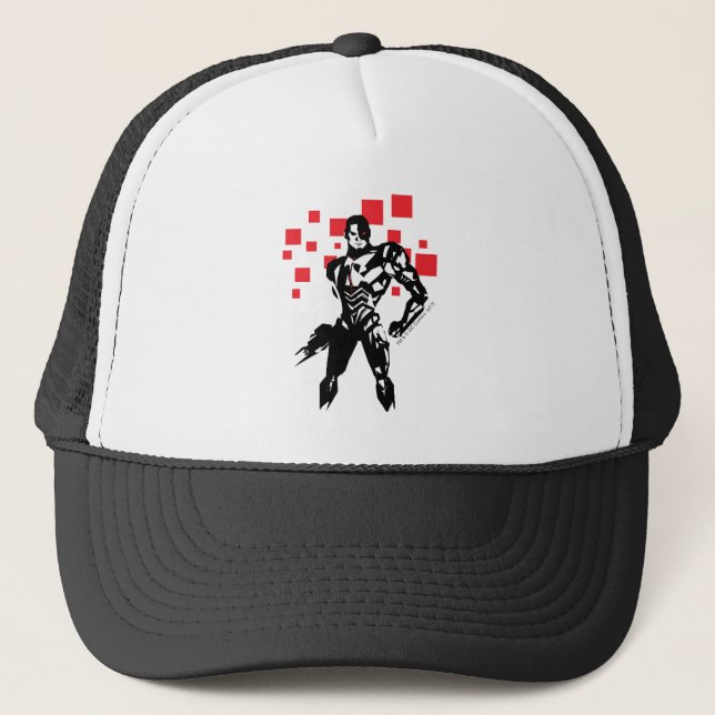 Casquette Ligue de Justice | Cyborg Digital Noir Pop Art (Devant)