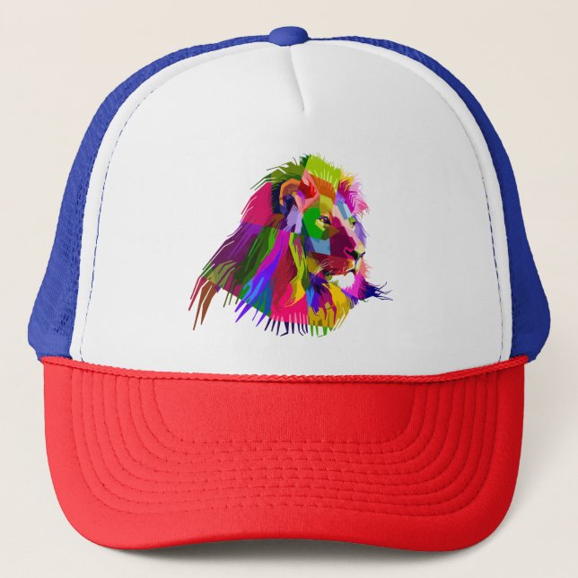 Casquette Lion Head Prismatic Pop Art Design-62502 (Devant)