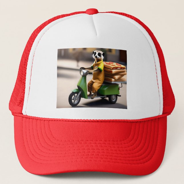 Casquette Livraison De Pizza Meerkat Sur Tuk Tuk, (Devant)