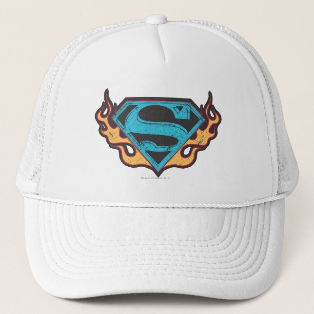 Casquette Logo bleu super fille avec flammes (Devant)