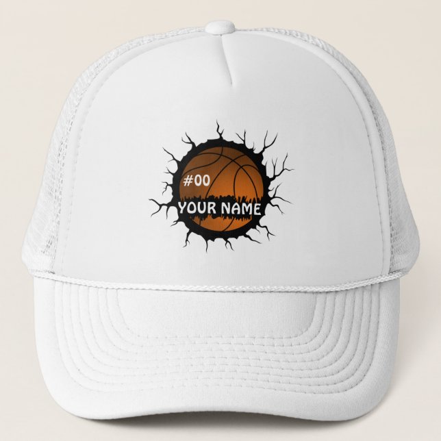 Casquette Logo de basket-ball, Basketball Nom personnalisé (Devant)