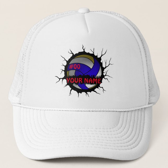 Casquette Logo de volleyball, nom personnalisé de volleyball (Devant)