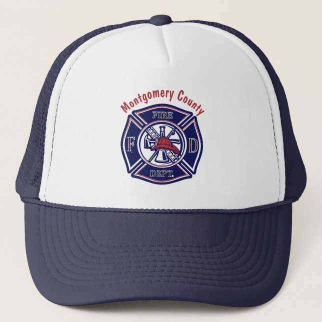 Casquette Logo d'insigne de pompier bleu personnalisé (Devant)