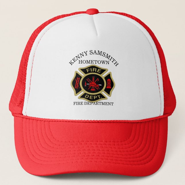Casquette Logo du service d'incendie Badge noir et or (Devant)