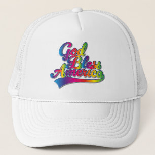 Casquette logo God Bless America arc-en-ciel