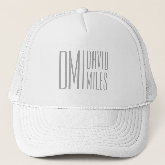 Casquette Logo Stylish Minimal & Modern Grey Initiales & Nom (Devant)