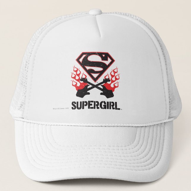 Casquette Logo Supergirl Black Flaming Guitares (Devant)