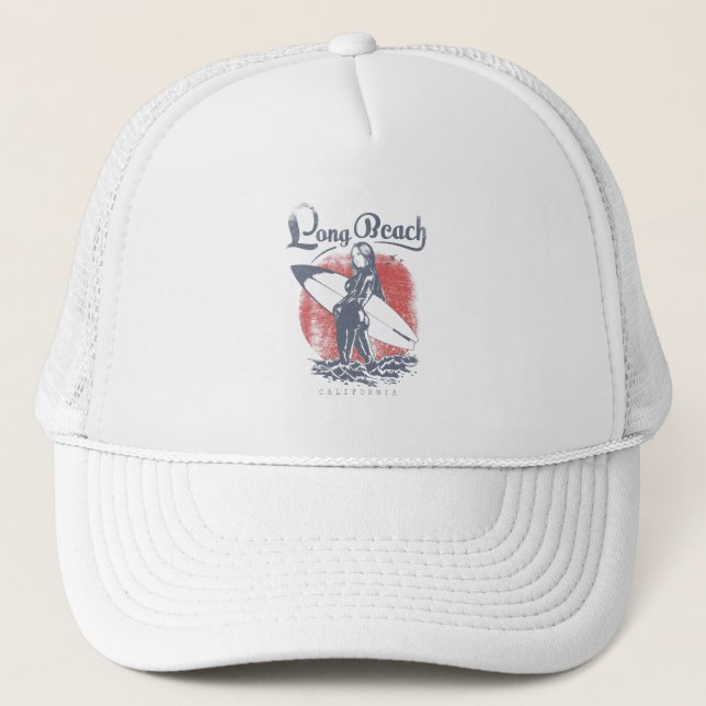 Casquette Long Beach California Surfer Girl Artwork (Devant)