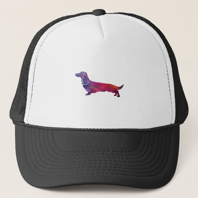 Casquette Long Haied Dachshund Geo Silhouette violet (Devant)