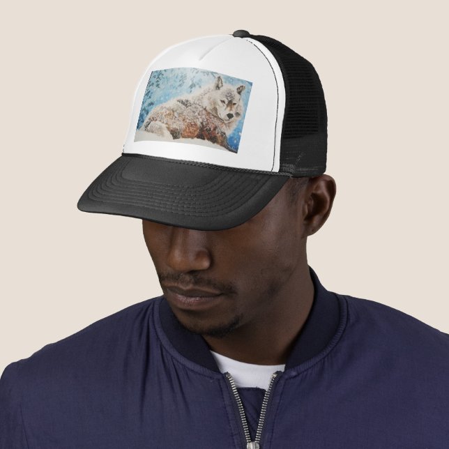 Casquette Loup dans la neige (En situation)