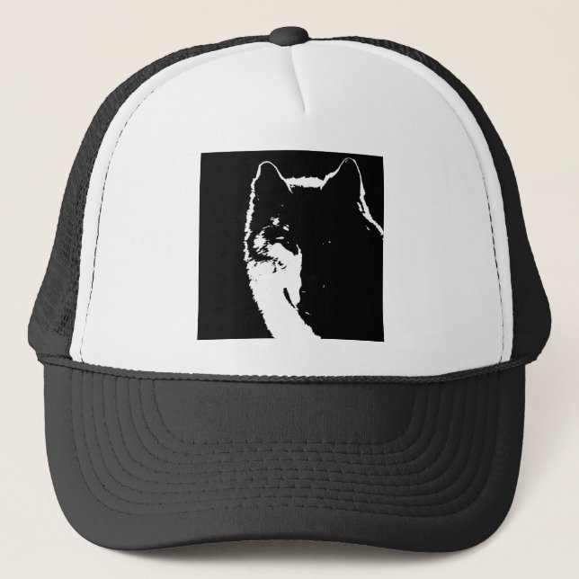 Casquette Loup noir et blanc (Devant)