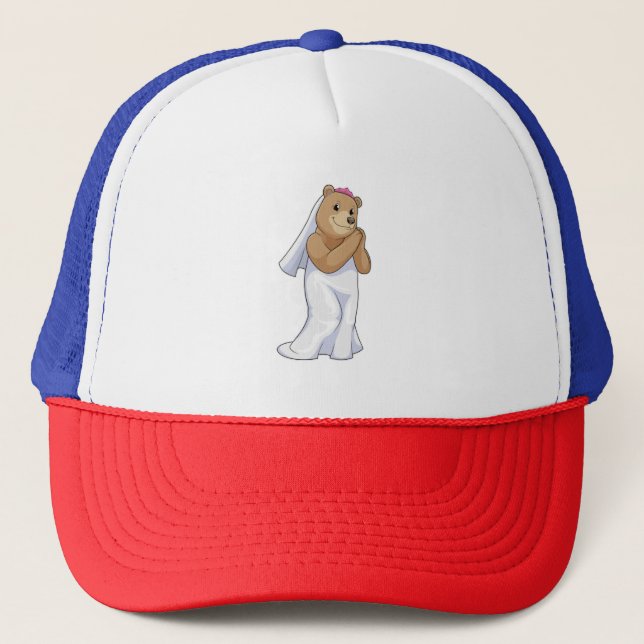 Casquette L'ours en mariée avec le voile (Devant)