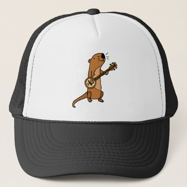 Casquette Loutre de mer drôle jouant le banjo (Devant)