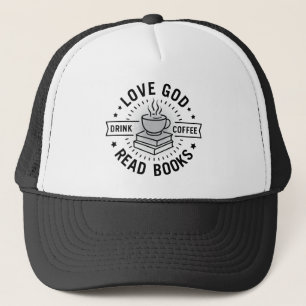 Casquette Love God Drink Coffee Lire les livres Amateurs Vin