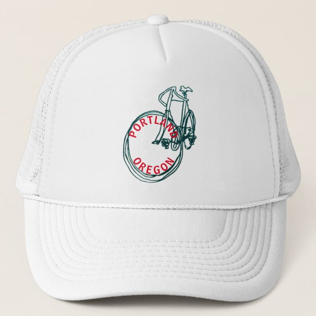 Casquette Love Heart Portland Oregon Bicycle Trucker Chapeau (Devant)