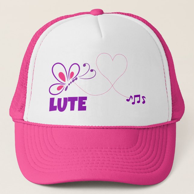 Casquette Love Lute Pink Purple Butterfly Heart (Devant)