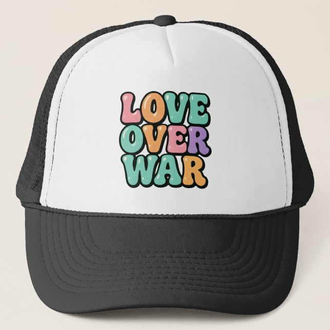 Casquette Love Over War 70s Retro Bubble (Devant)