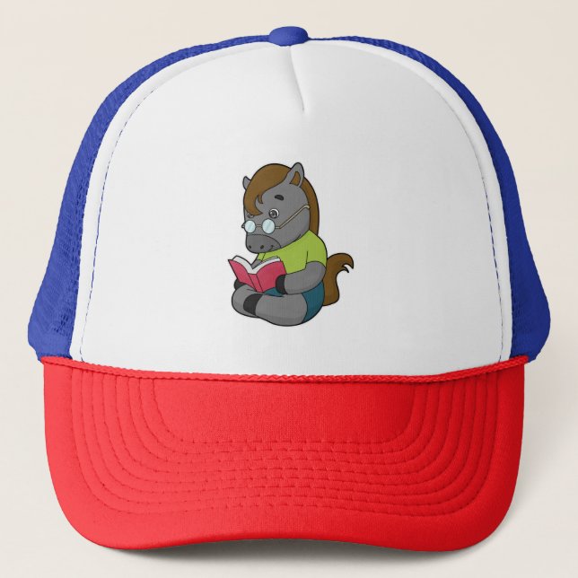 Casquette Lunettes de livre Nerd de cheval (Devant)
