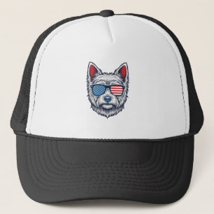 Casquette Lunettes de soleil pour chien Westie patriotiques