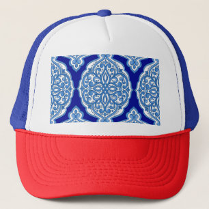 Casquette Luxe blanc-bleu, ornement turc.