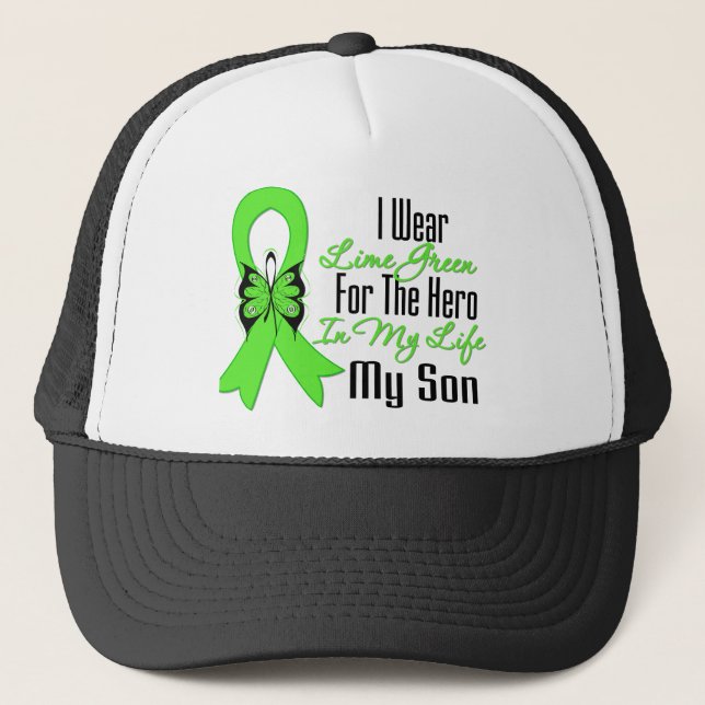 Casquette Lymphome Cancer Ruban Mon héros Mon fils (Devant)