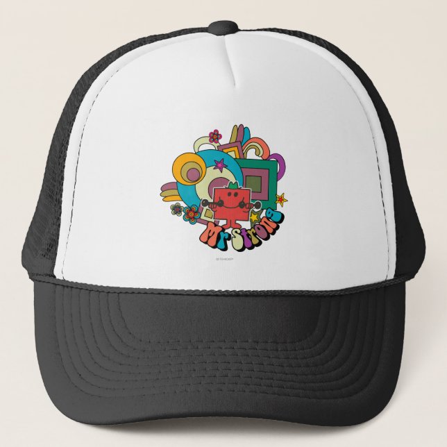 Casquette M. Strong | Flèches, étoiles et fleurs psychédéliq (Devant)