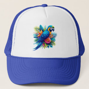 Casquette Macaw tropicale bleue et colorée