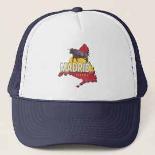 Casquette Madrid Espagne Rétro Carte Région Vintage Bull