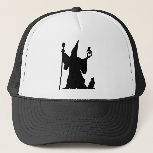 Casquette Magic Cat Silhouette Sorcier Magique du crâne Assi (Devant)