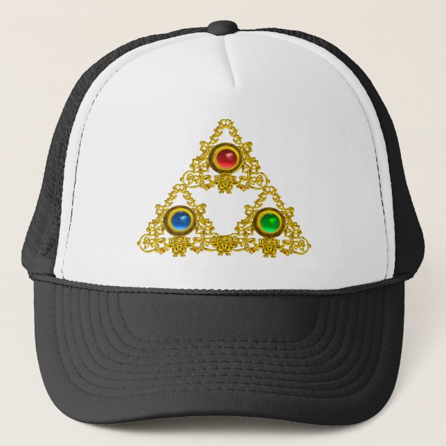 CASQUETTE MAGIQUE ELFIC TALISMAN /GOLD TRIANGLE AVEC GEMSTON (Devant)