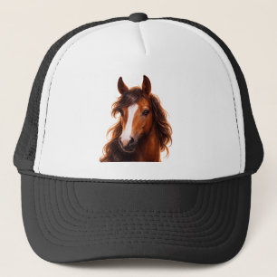 Casquette Magnifique, cheval brun avec une liste blanche
