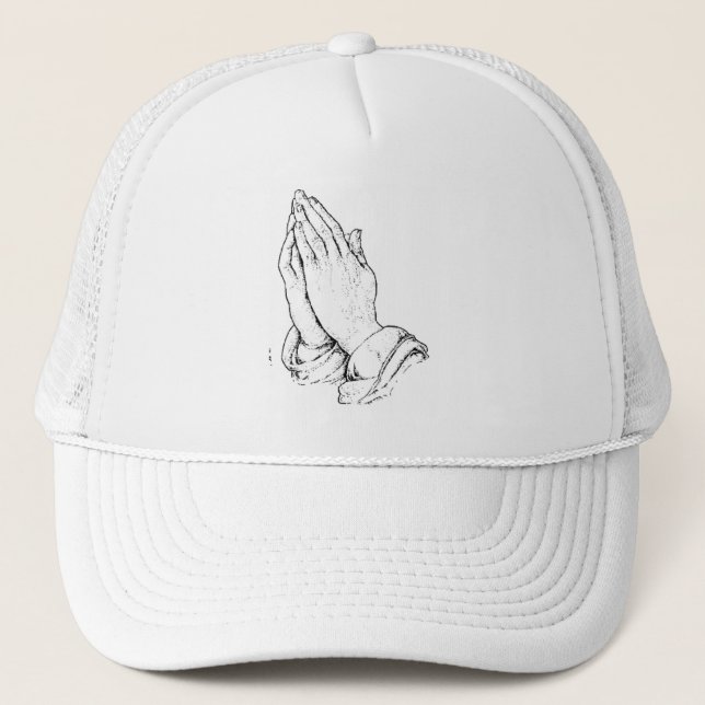 Casquette mains de prière/blanc (Devant)